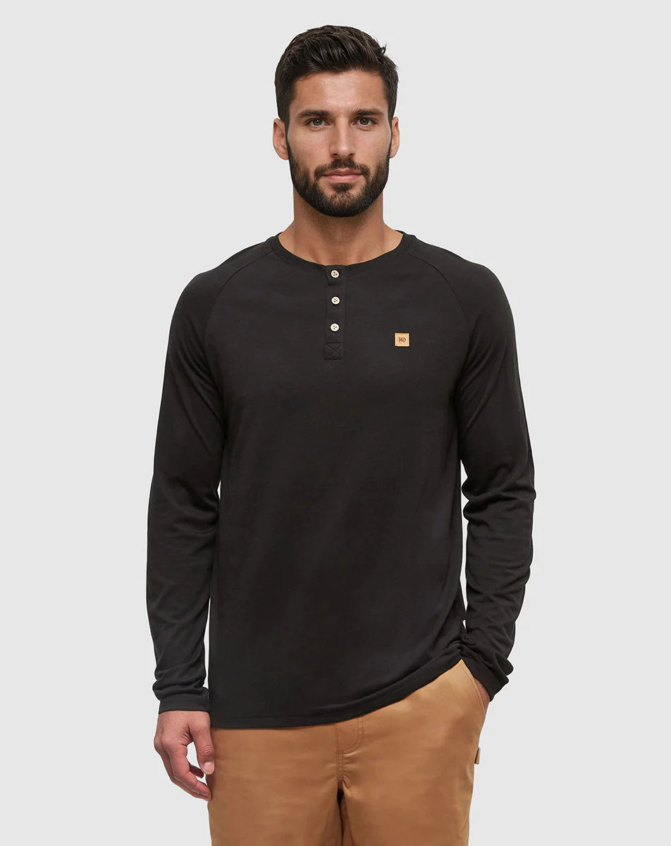 Baker Henley Long Sleeve Meteorite Black