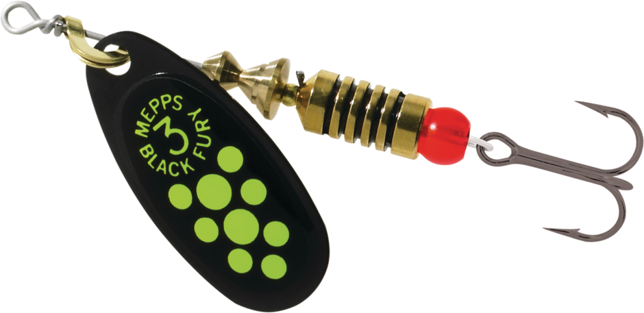 Mepps Black Fury Black Chartreuse Dots 1/30z