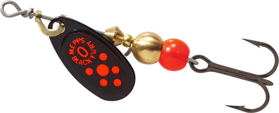 Mepps Black Fury Black Red Dots