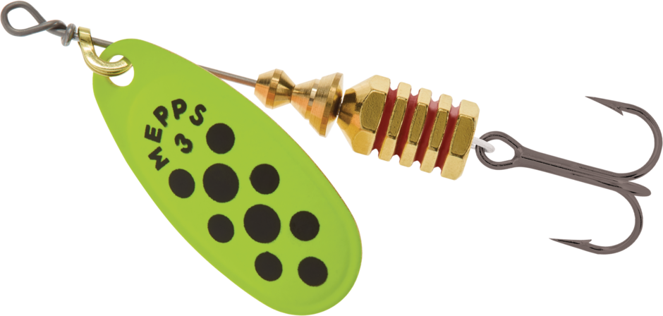Mepps Comet Glow Chartreuse Black Dot