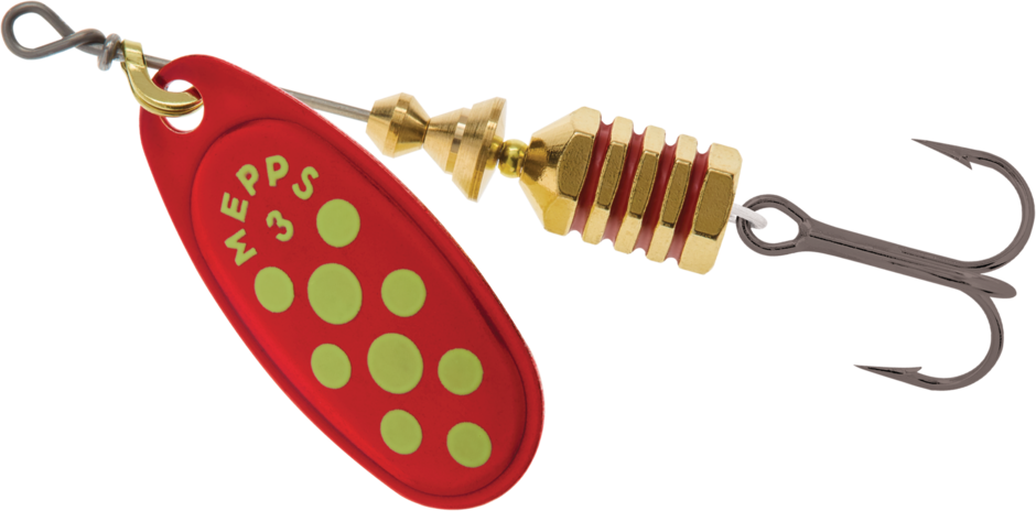 Mepps Comet Red Chartreuse Dot